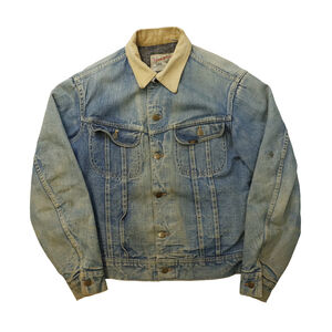 Vintage 80s Lee Riders Made in USA Corduroy Collar Denim Jacket Size N/A